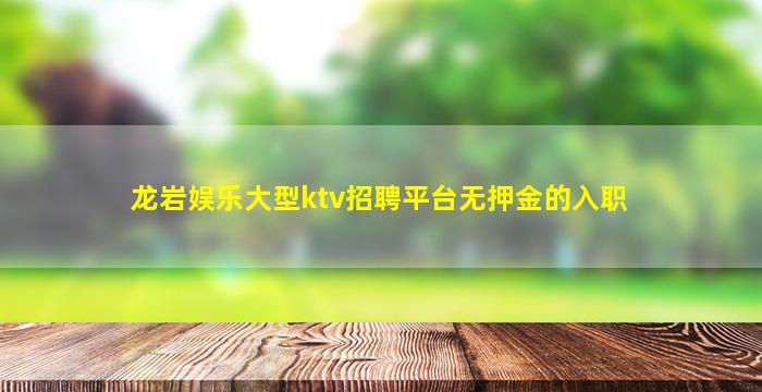 龙岩娱乐大型ktv招聘平台无押金的入职